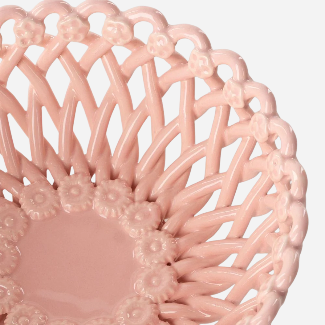 Woven Pink Pedestal  Bowl