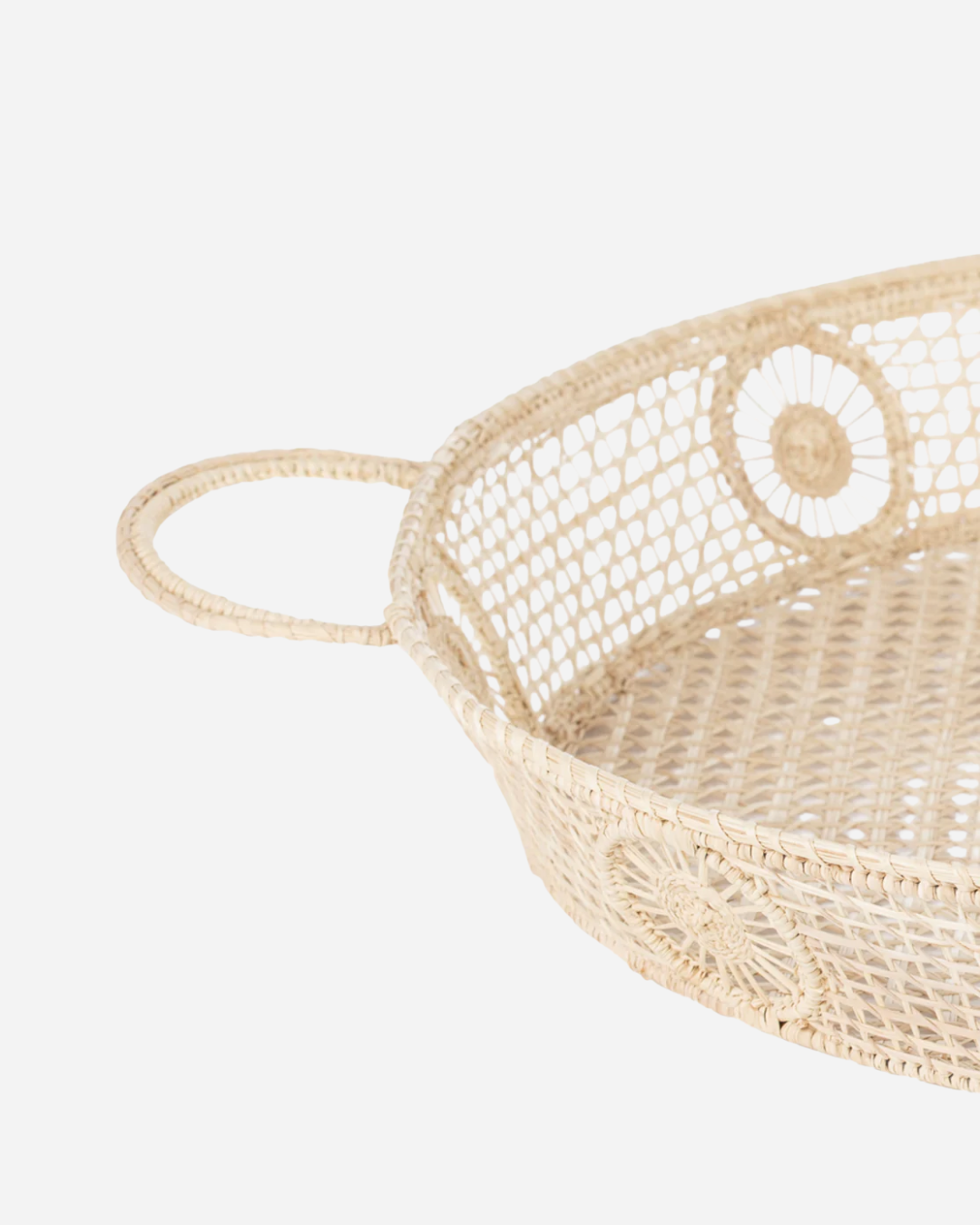 RAFFIA PALM ROUND TRAY, SMALL