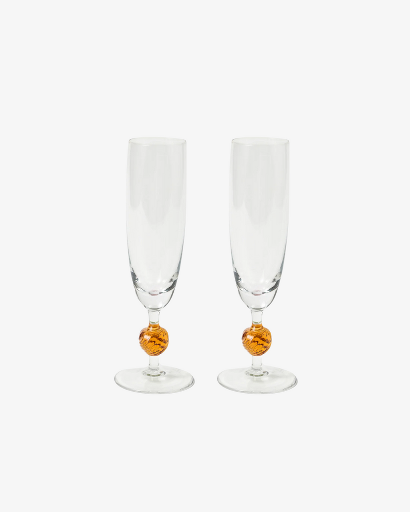 Demetra Ochre Flute Glass, Set of 2