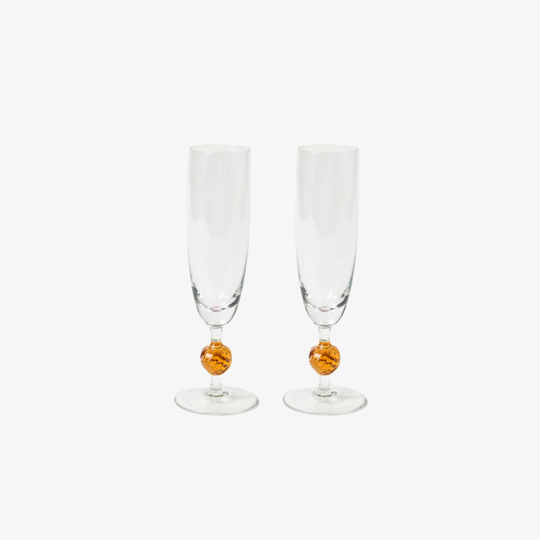 Demetra Ochre Flute Glass, Set of 2