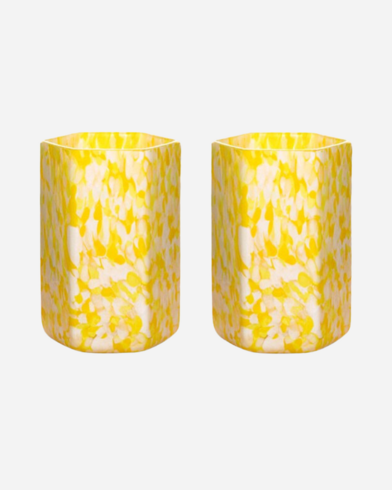 Macchia Hex Ivory & Yellow Mix Tumblers, Set of 2