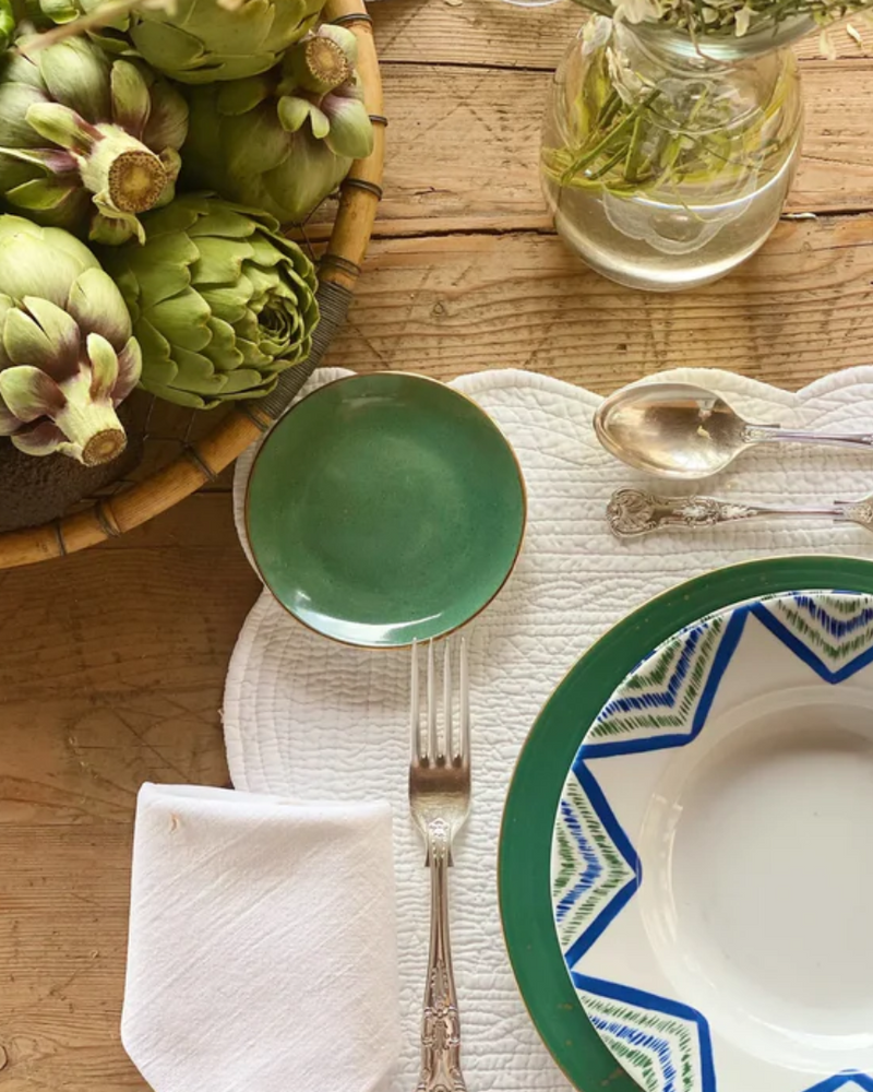 Golden Green Bread Plate, Set of 4