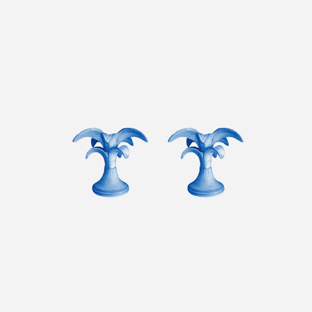 Small Blue Palm Tree Candlestick