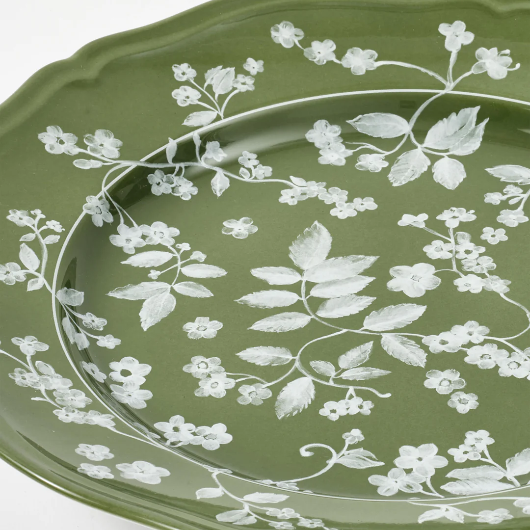 Floral Green Dinner Plate, Set of 4