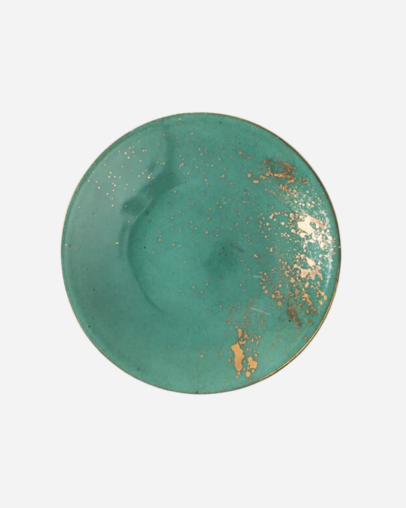 Golden Green Bread Plate, Set of 4