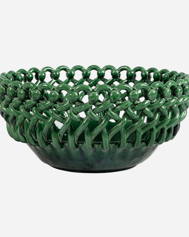 Woven Green Bouton Serving Bowl