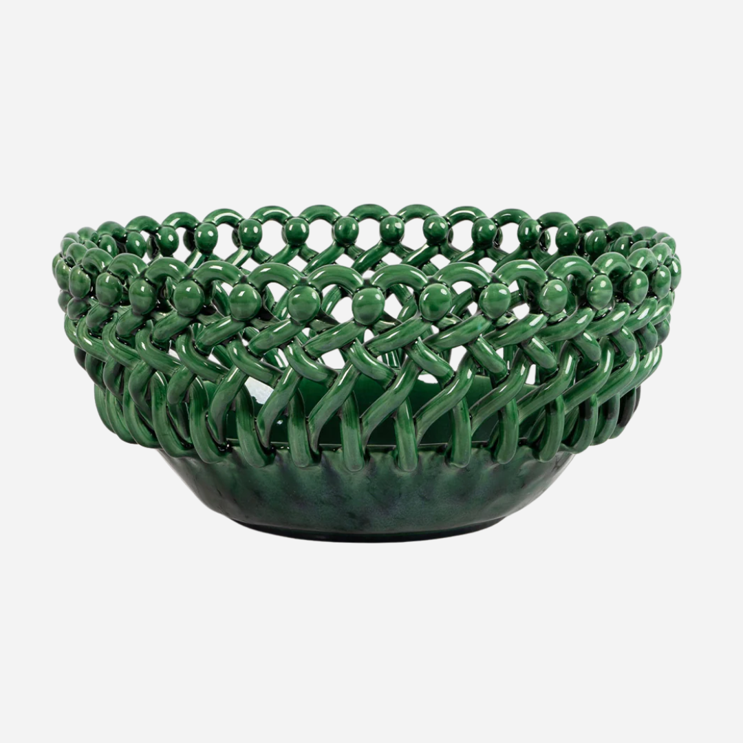 Woven Green Bouton Serving Bowl