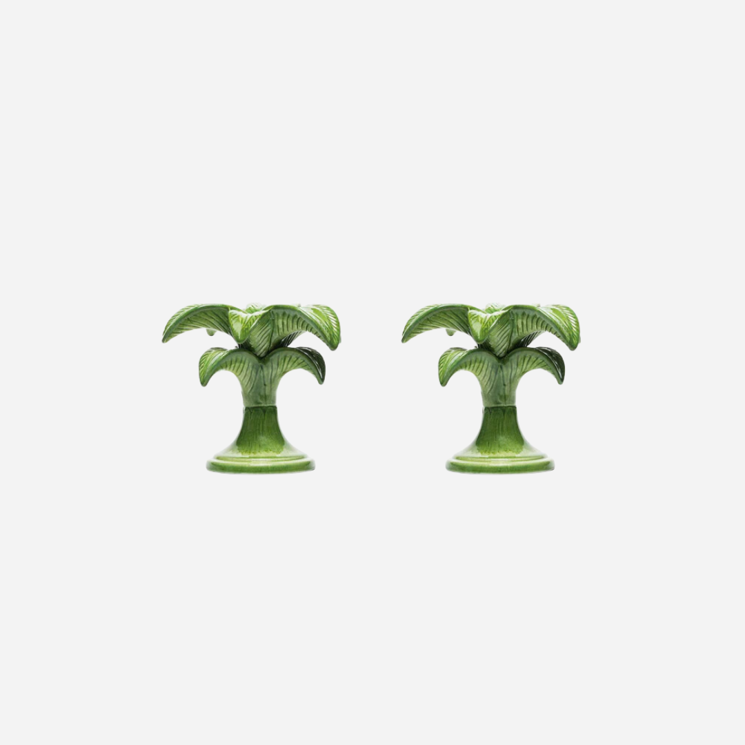 Small Green Palm Tree Candlestick