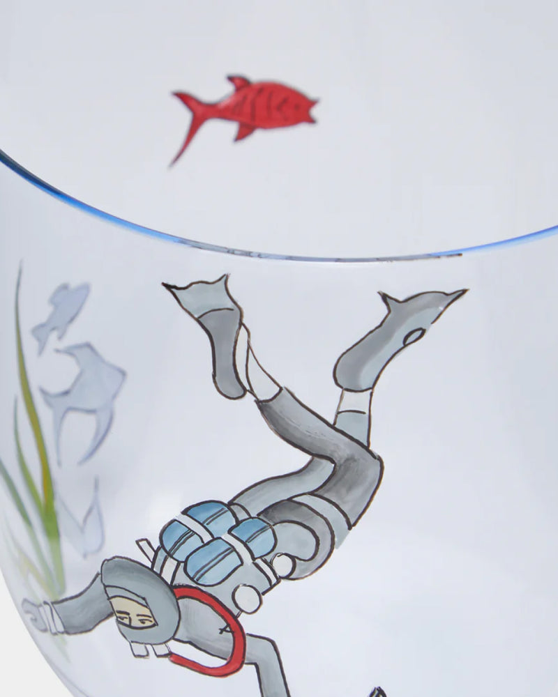 Diver High Seas Hand-Painted Crystal Tumbler, Set of 2