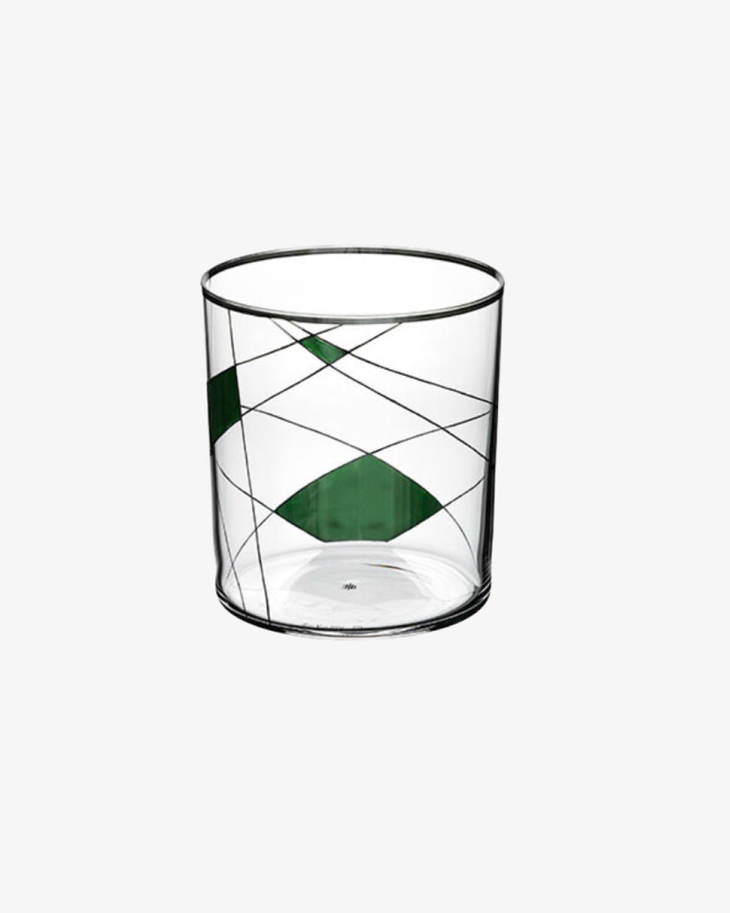 Green II Neo Enamel Hand-Painted Crystal Tumbler, Set of 2