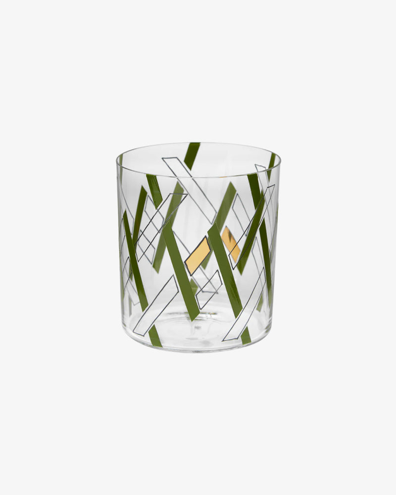 Green Neo Enamel Hand-Painted Crystal Tumbler, Set of 2