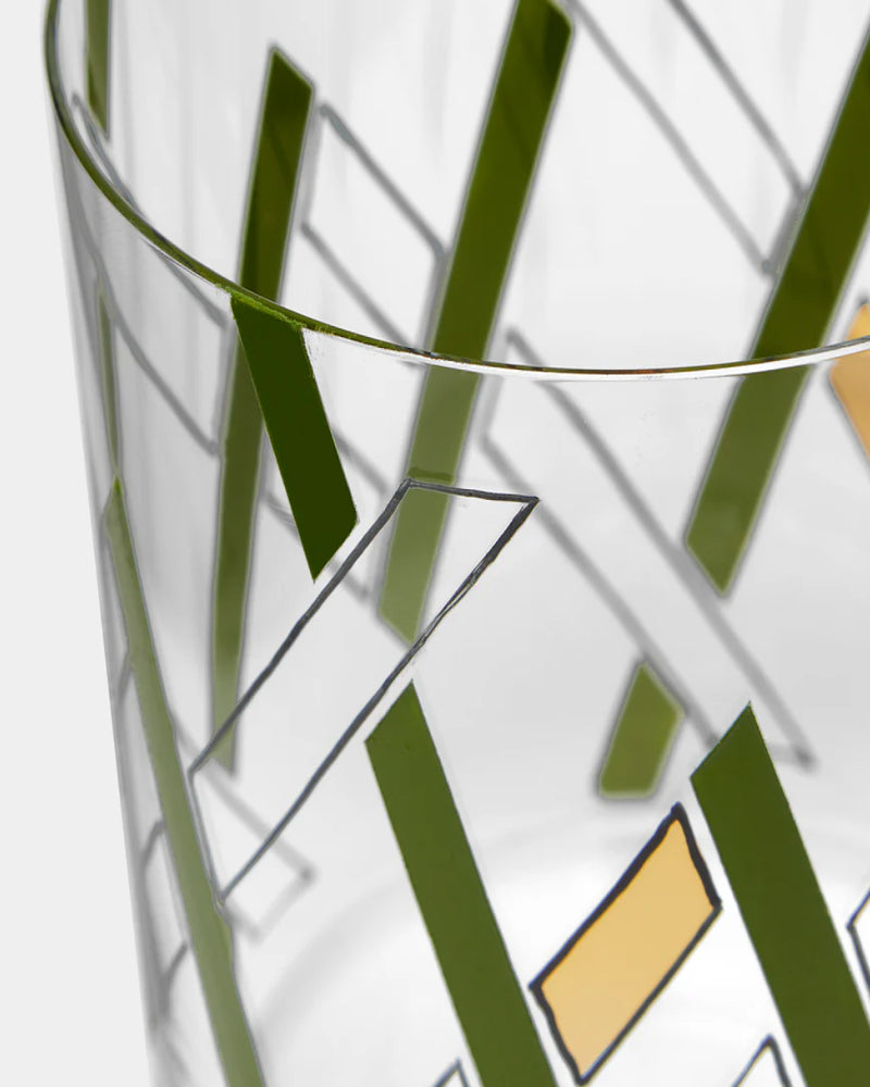 Green Neo Enamel Hand-Painted Crystal Tumbler, Set of 2