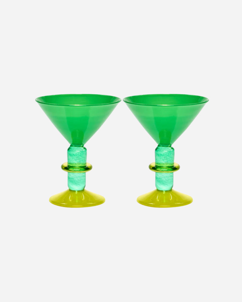 Miami Martini glass in Lime & Green, Set of 2