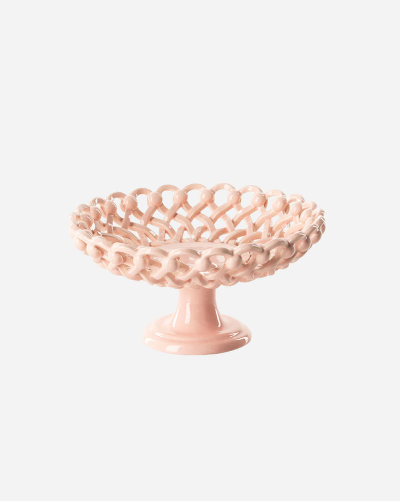 Woven Pink Bouton Low Pedestal Bowl