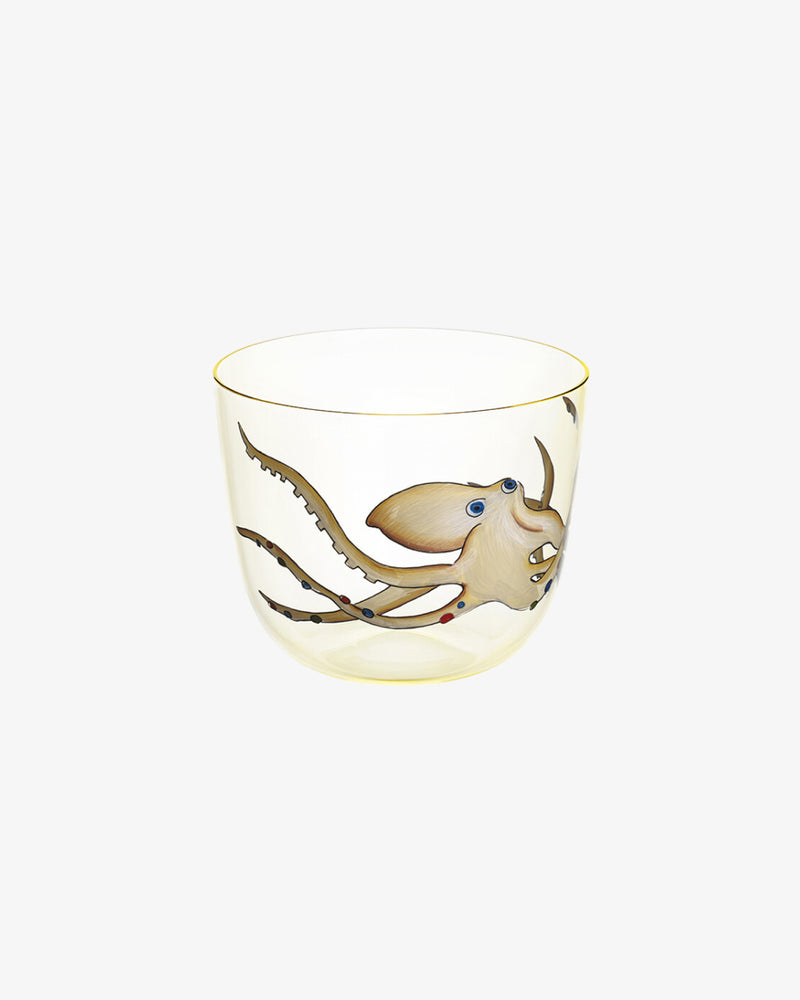 Octopus High Seas Hand-Painted Crystal Tumbler, Set of 2