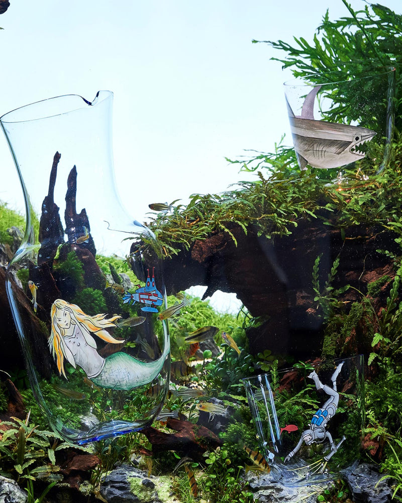 Octopus High Seas Hand-Painted Crystal Tumbler, Set of 2