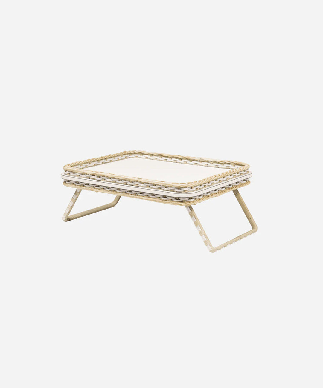 Reims Leather & Rattan Bed Tray White