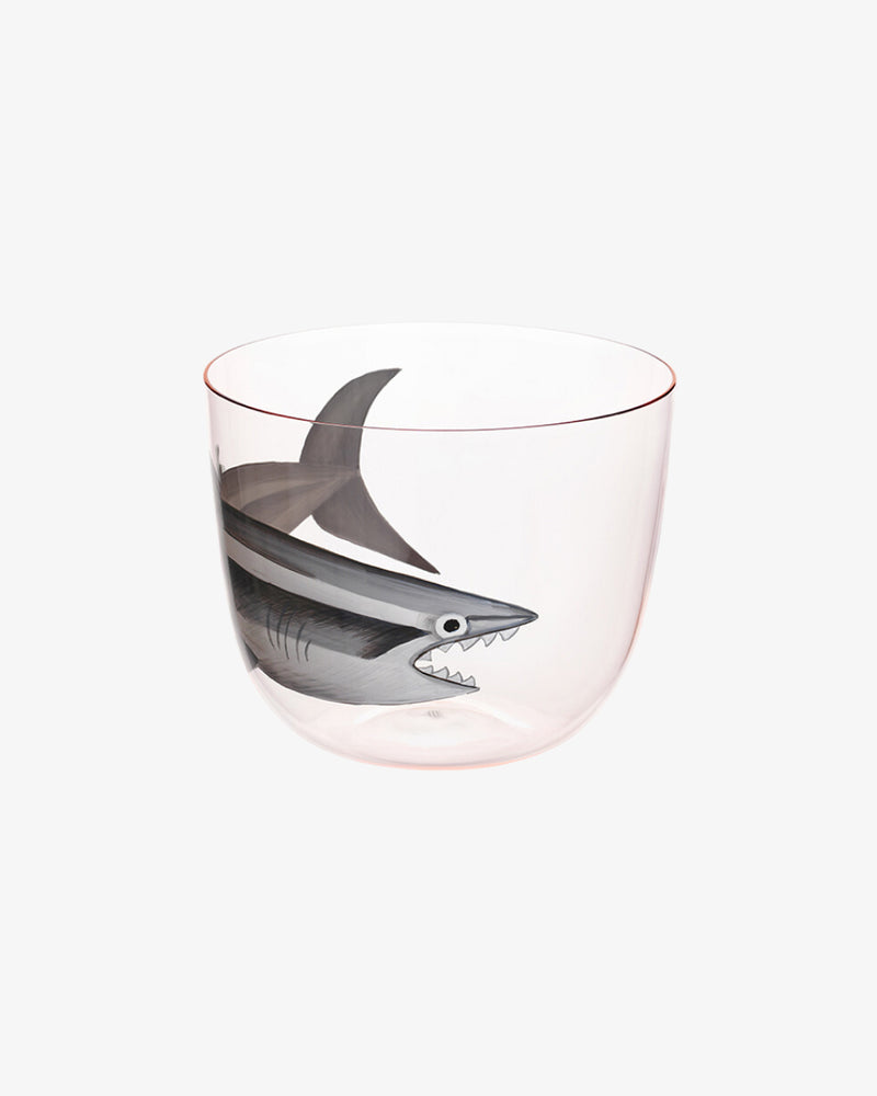 Shark High Seas Hand-Painted Crystal Tumbler, Set of 2