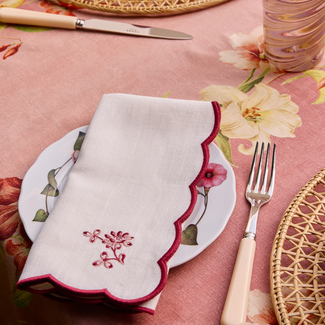 Botanica Embroidered Linen Napkin, Set of 4