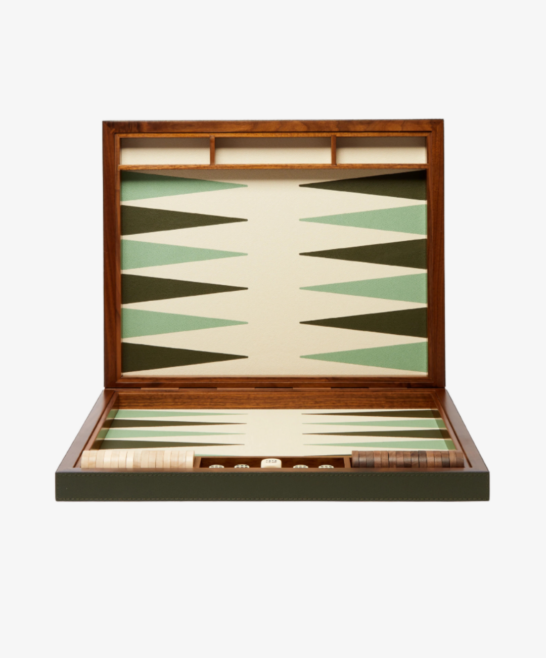 Green Leather Backgammon Set