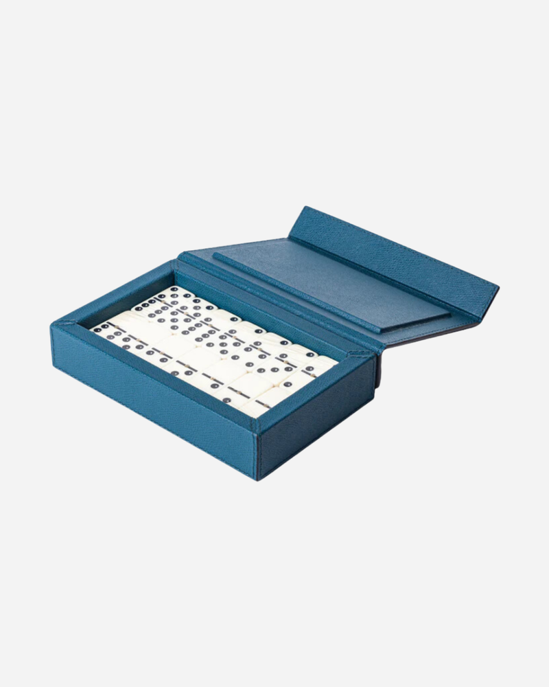 Blue Parma Leather Dominoes Set
