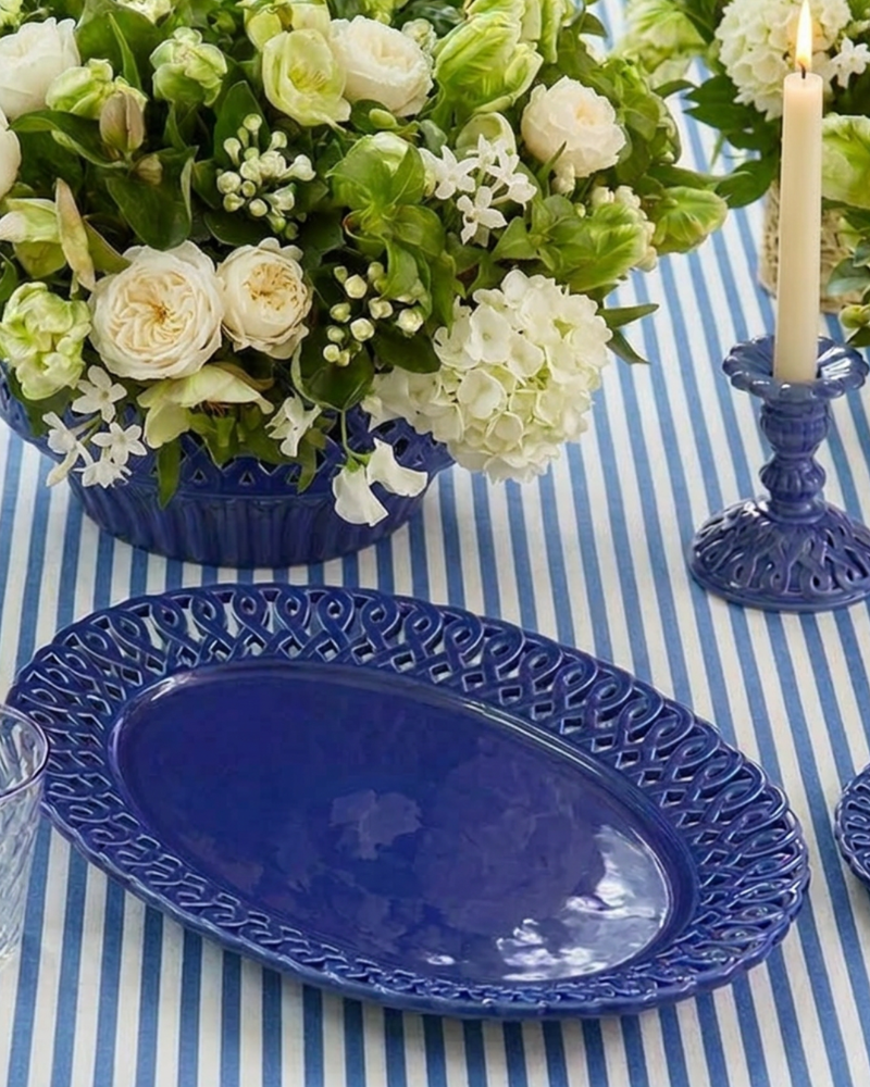 Pearl Oval Platter, Amalfi Blue
