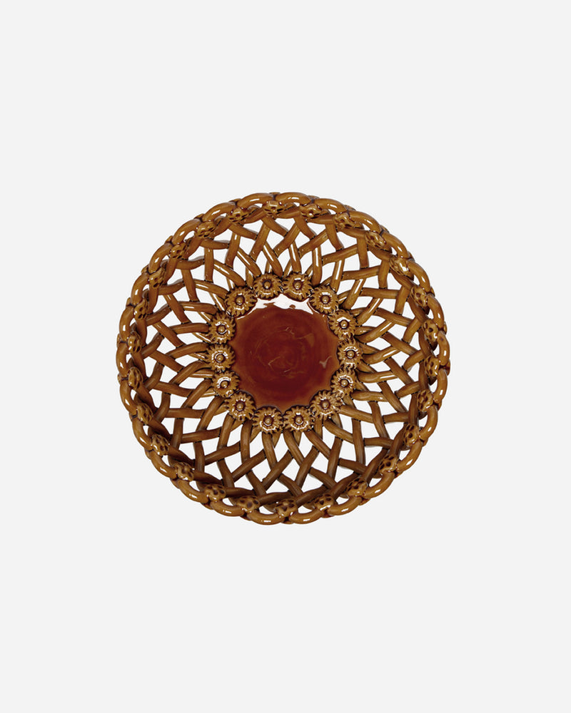 Woven Amber Pedestal  Bowl