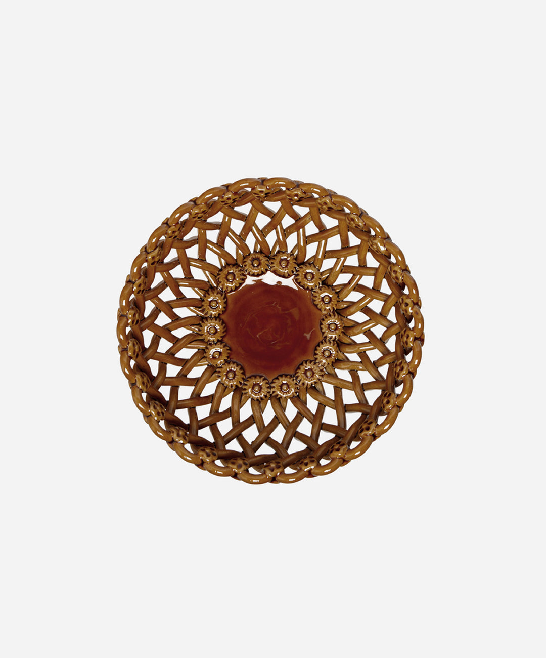 Woven Amber Pedestal  Bowl
