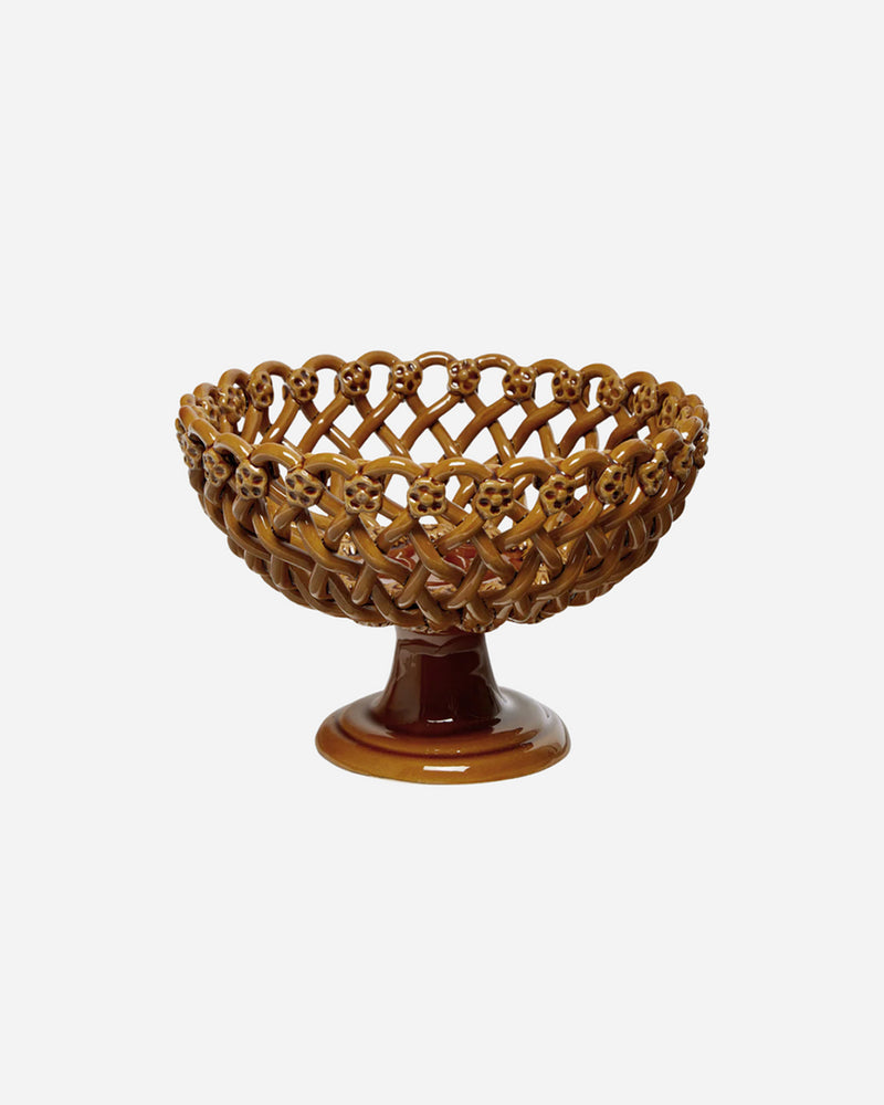 Woven Amber Pedestal  Bowl