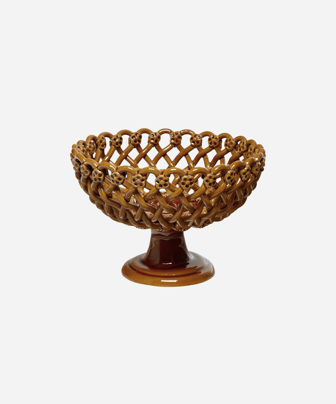 Woven Amber Pedestal  Bowl