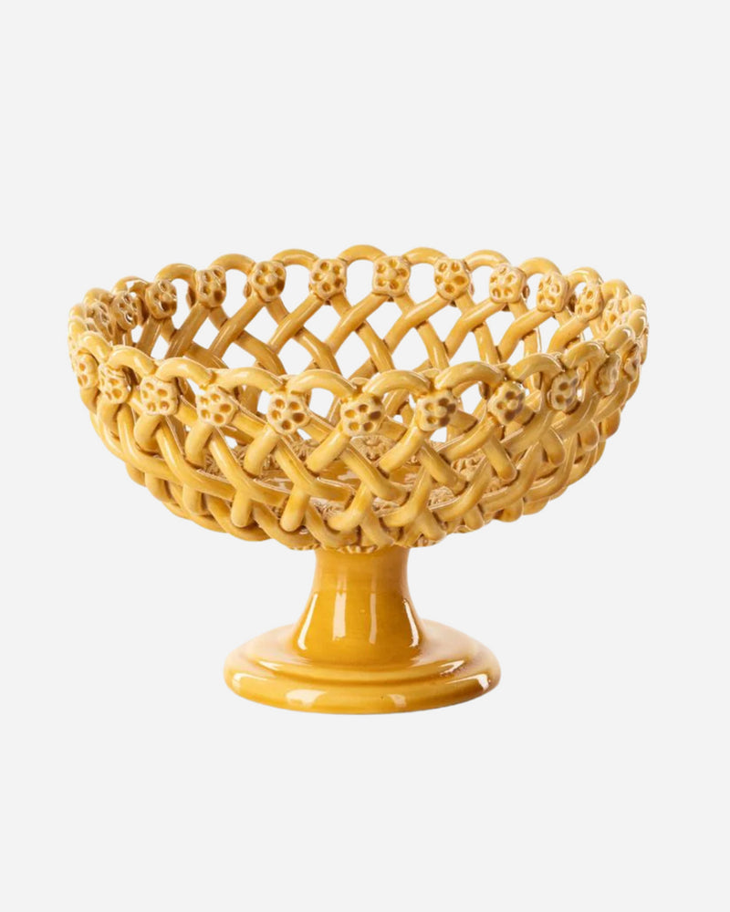 Woven Ocher Pedestal  Bowl