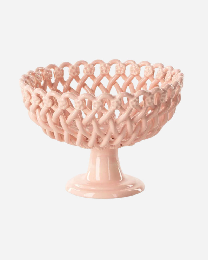 Woven Pink Pedestal  Bowl