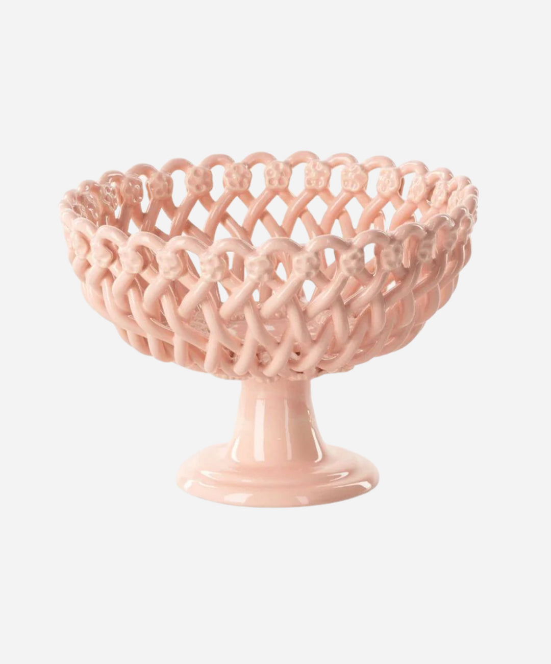 Woven Pink Pedestal  Bowl