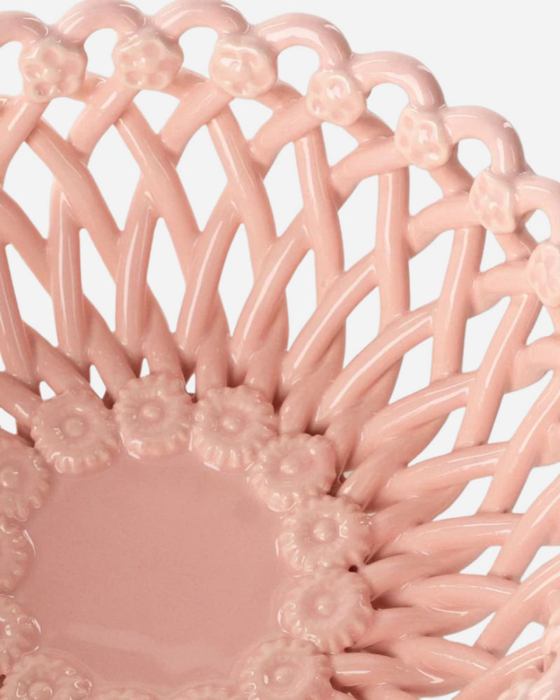 Woven Pink Pedestal  Bowl