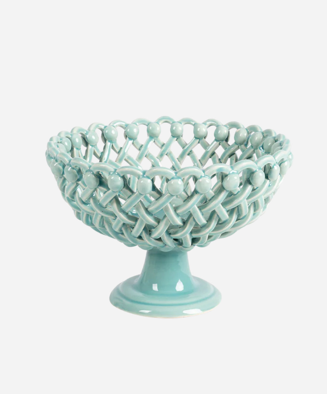 Woven Turquoise Bouton Pedestal Bowl