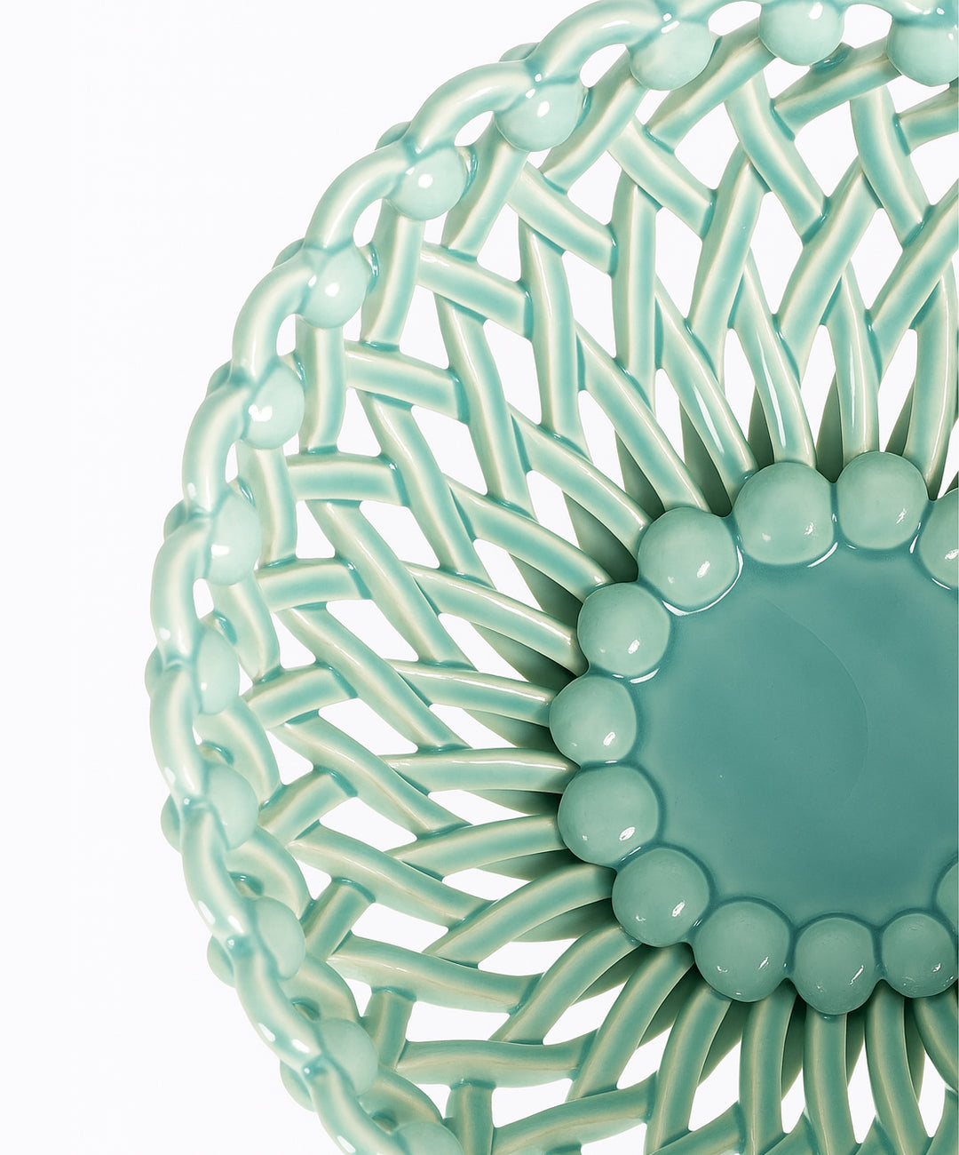 Woven Turquoise Bouton Pedestal Bowl