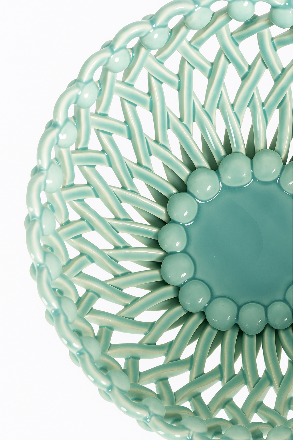 Woven Turquoise Bouton Pedestal Bowl