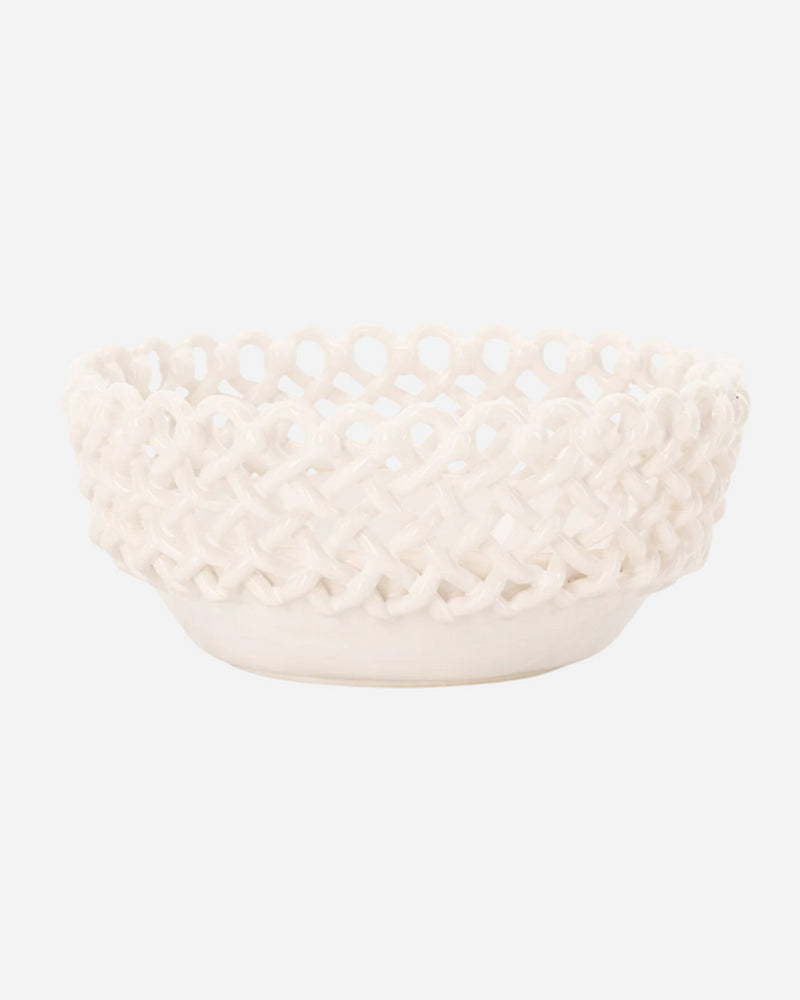 Woven White Bouton Serving Bowl