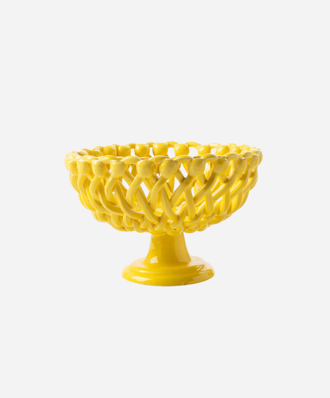 Woven Yellow Bouton Pedestal Bowl